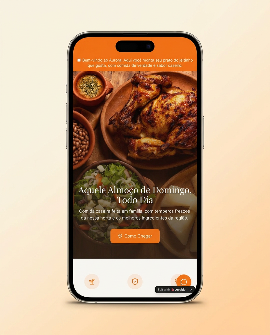 Mockup de celular mostrando Aurora — Sabor de Casa