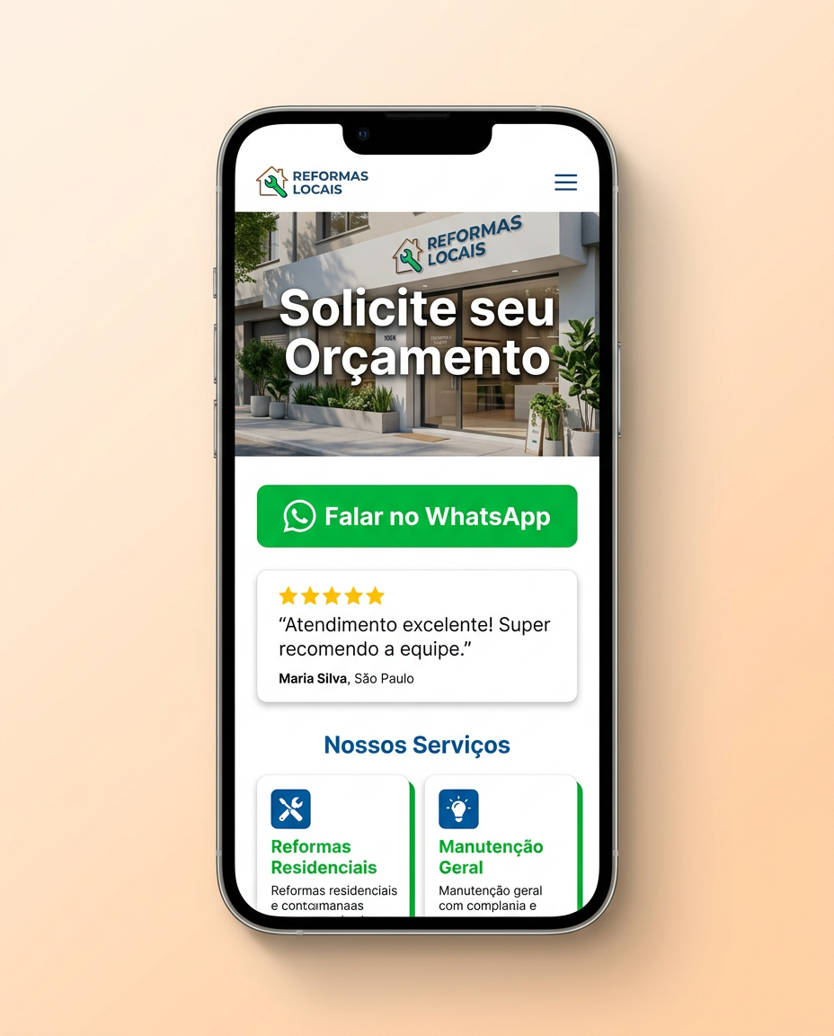 Mockup de celular mostrando Página de Vendas para Negócios